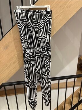Black & White Geometric Strapless Jumpsuit